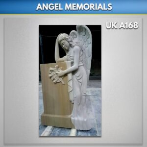 teak-wood-Angel-headstone-carved- with-lilly